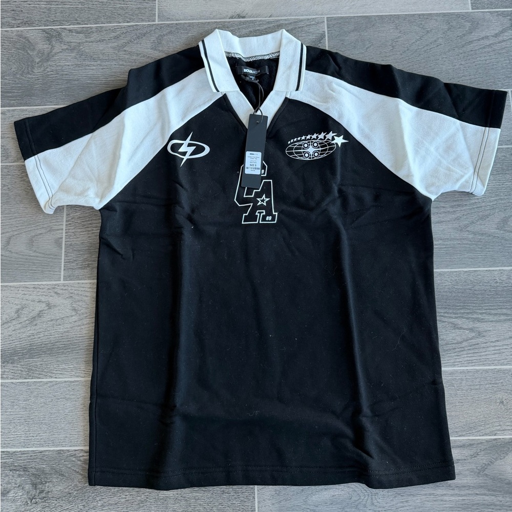 Fashion Nova Black and White Polo Shirt